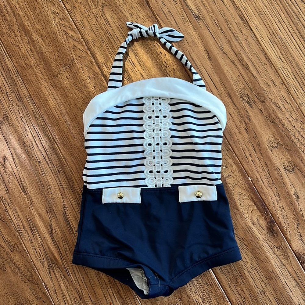 Janie & Jack Sailor girl swimsuit one piece size 6-12 mo. Nwot